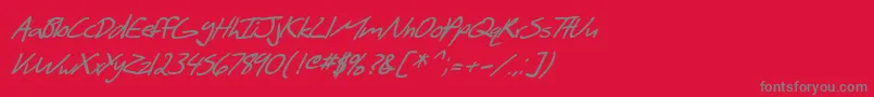 SF Scribbled Sans Bold Italic Font – Gray Fonts on Red Background
