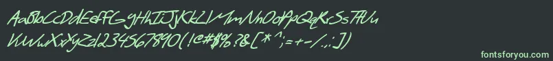 SF Scribbled Sans Bold Italic Font – Green Fonts on Black Background