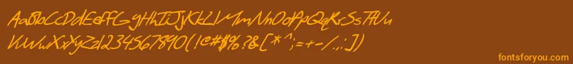 SF Scribbled Sans Bold Italic Font – Orange Fonts on Brown Background