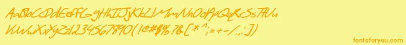 SF Scribbled Sans Bold Italic Font – Orange Fonts on Yellow Background