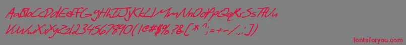 SF Scribbled Sans Bold Italic Font – Red Fonts on Gray Background