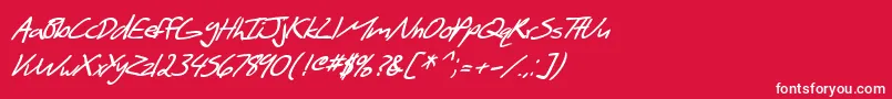 SF Scribbled Sans Bold Italic Font – White Fonts on Red Background