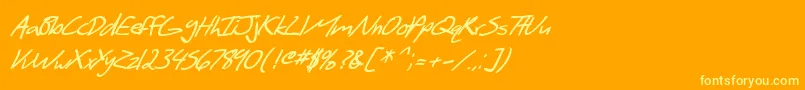 Шрифт SF Scribbled Sans Bold Italic – жёлтые шрифты на оранжевом фоне