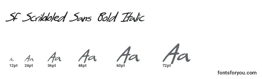 Tamanhos de fonte SF Scribbled Sans Bold Italic