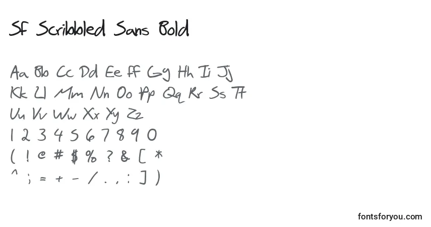Czcionka SF Scribbled Sans Bold – alfabet, cyfry, specjalne znaki