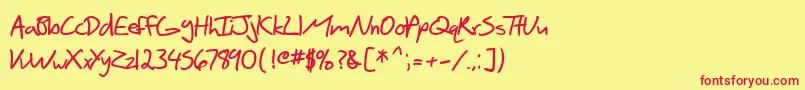フォントSF Scribbled Sans Bold – 赤い文字の黄色い背景