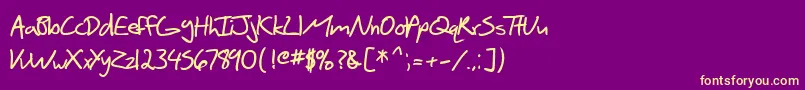 Fonte SF Scribbled Sans Bold – fontes amarelas em um fundo roxo