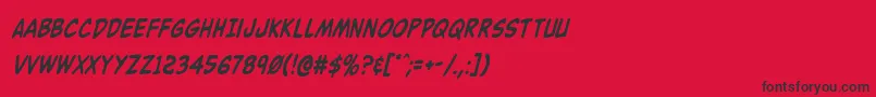 Fonte Buddychampioncondital – fontes pretas em um fundo vermelho