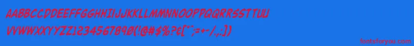 Buddychampioncondital Font – Red Fonts on Blue Background