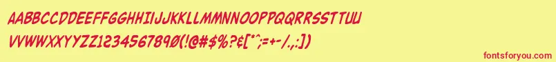 Шрифт Buddychampioncondital – красные шрифты на жёлтом фоне
