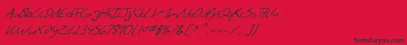 SF Scribbled Sans Italic Font – Black Fonts on Red Background