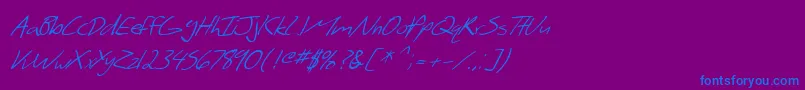 Шрифт SF Scribbled Sans Italic – синие шрифты на фиолетовом фоне