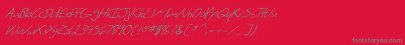 Fonte SF Scribbled Sans Italic – fontes cinzas em um fundo vermelho