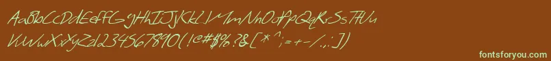 Шрифт SF Scribbled Sans Italic – зелёные шрифты на коричневом фоне