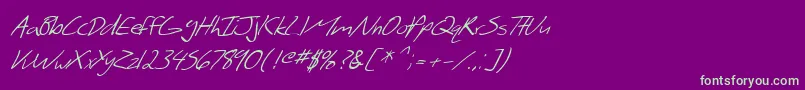 SF Scribbled Sans Italic Font – Green Fonts on Purple Background