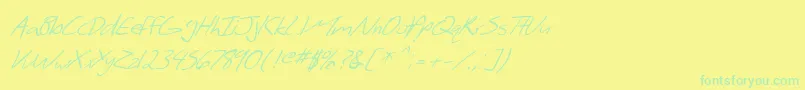 Fonte SF Scribbled Sans Italic – fontes verdes em um fundo amarelo