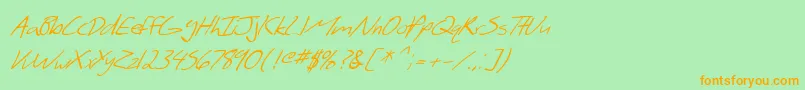 Шрифт SF Scribbled Sans Italic – оранжевые шрифты на зелёном фоне