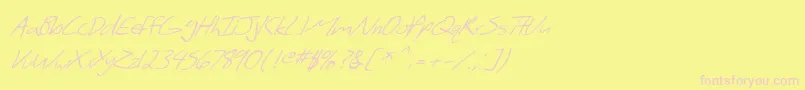 Fonte SF Scribbled Sans Italic – fontes rosa em um fundo amarelo