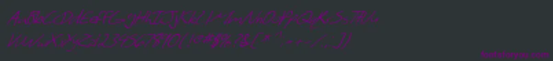 SF Scribbled Sans Italic-Schriftart – Violette Schriften auf schwarzem Hintergrund