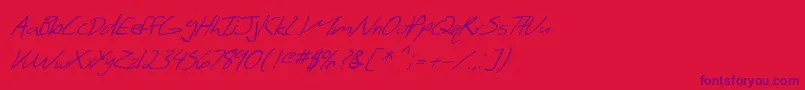 SF Scribbled Sans Italic Font – Purple Fonts on Red Background