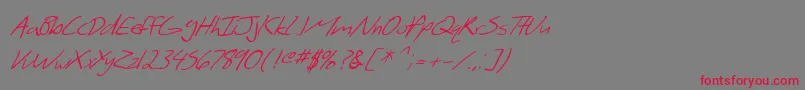 SF Scribbled Sans Italic-Schriftart – Rote Schriften auf grauem Hintergrund