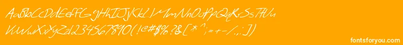 Fonte SF Scribbled Sans Italic – fontes brancas em um fundo laranja