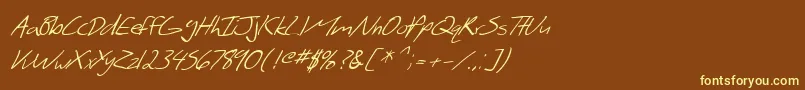 Шрифт SF Scribbled Sans Italic – жёлтые шрифты на коричневом фоне