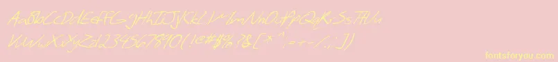 SF Scribbled Sans Italic-Schriftart – Gelbe Schriften auf rosa Hintergrund