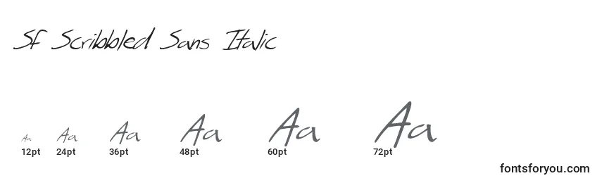 Размеры шрифта SF Scribbled Sans Italic