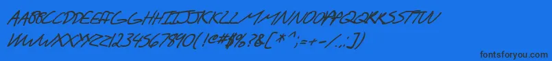 フォントSF Scribbled Sans SC Bold Italic – 黒い文字の青い背景