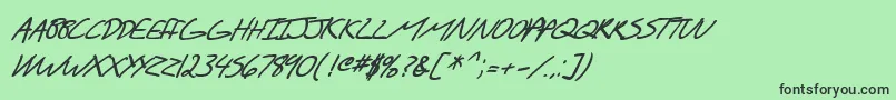フォントSF Scribbled Sans SC Bold Italic – 緑の背景に黒い文字