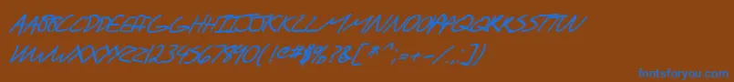 フォントSF Scribbled Sans SC Bold Italic – 茶色の背景に青い文字