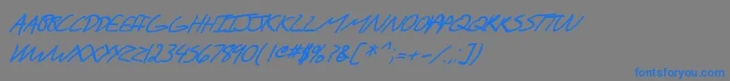 フォントSF Scribbled Sans SC Bold Italic – 灰色の背景に青い文字