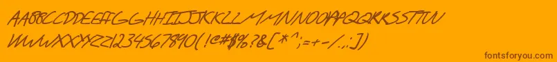 SF Scribbled Sans SC Bold Italic Font – Brown Fonts on Orange Background
