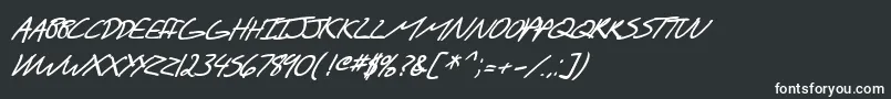 Шрифт SF Scribbled Sans SC Bold Italic – белые шрифты на чёрном фоне