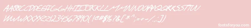 Fonte SF Scribbled Sans SC Bold Italic – fontes brancas em um fundo rosa