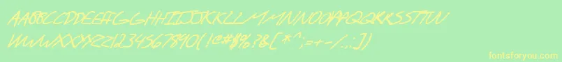 Czcionka SF Scribbled Sans SC Bold Italic – żółte czcionki na zielonym tle