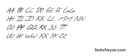 Revisão da fonte SF Scribbled Sans SC Bold Italic