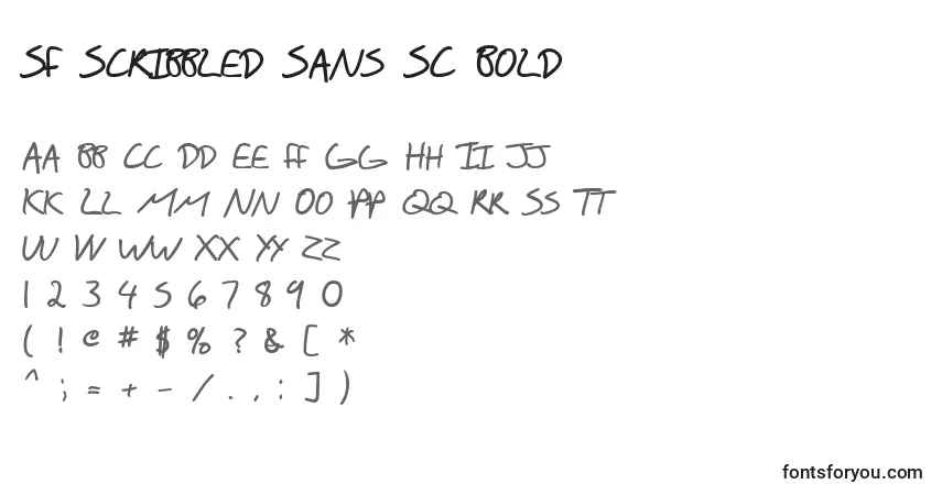 A fonte SF Scribbled Sans SC Bold – alfabeto, números, caracteres especiais