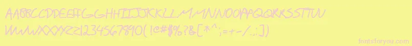 Czcionka SF Scribbled Sans SC Bold – różowe czcionki na żółtym tle