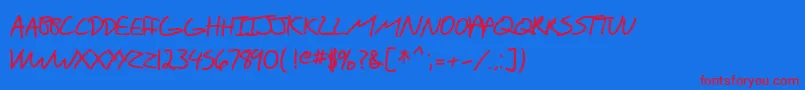 Czcionka SF Scribbled Sans SC Bold – czerwone czcionki na niebieskim tle