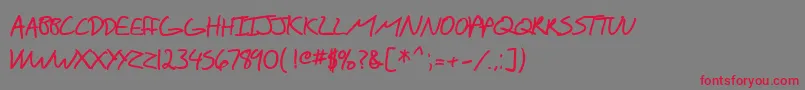 フォントSF Scribbled Sans SC Bold – 赤い文字の灰色の背景