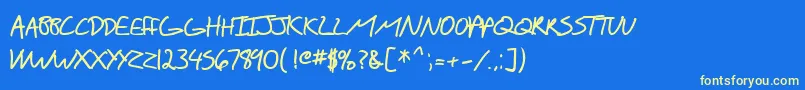 フォントSF Scribbled Sans SC Bold – 黄色の文字、青い背景