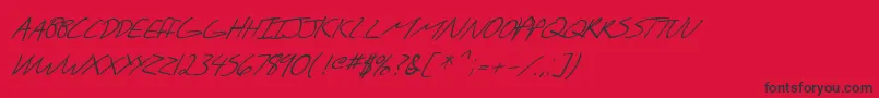 SF Scribbled Sans SC Italic-fontti – mustat fontit punaisella taustalla