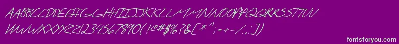 fuente SF Scribbled Sans SC Italic – Fuentes Verdes Sobre Fondo Morado