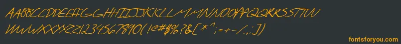 フォントSF Scribbled Sans SC Italic – 黒い背景にオレンジの文字