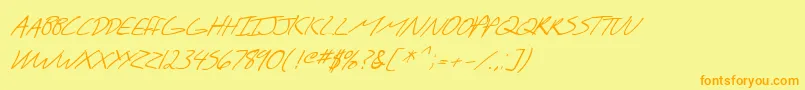 SF Scribbled Sans SC Italic Font – Orange Fonts on Yellow Background