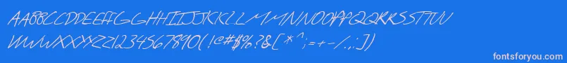 Fonte SF Scribbled Sans SC Italic – fontes rosa em um fundo azul