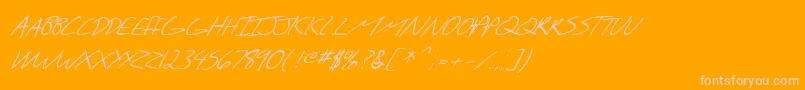 Fonte SF Scribbled Sans SC Italic – fontes rosa em um fundo laranja