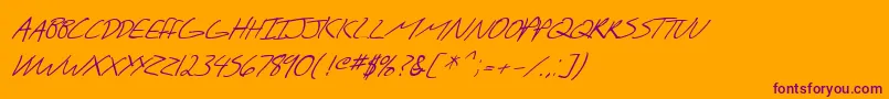 SF Scribbled Sans SC Italic Font – Purple Fonts on Orange Background